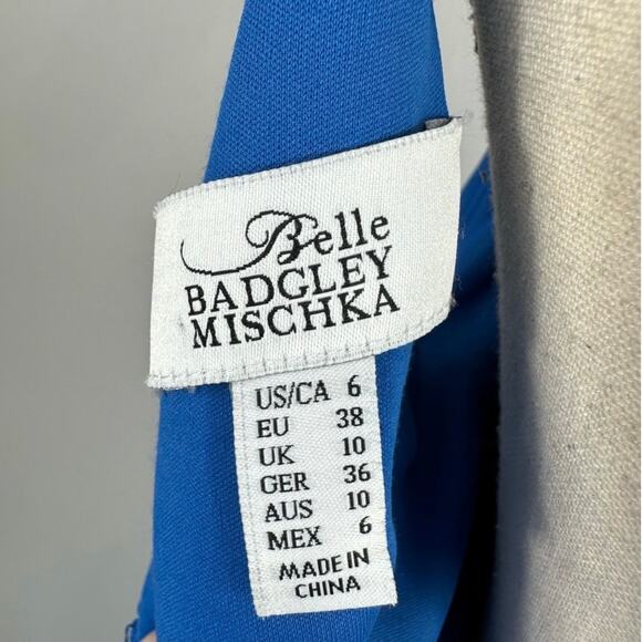 Badgley Mischka Fallon Maxi Gown Crepe Cobalt Blue - Picture 13 of 13